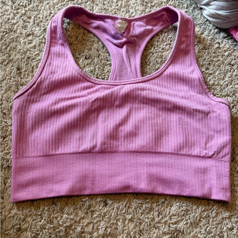 90 Degree By Reflex Mauve Ribbed Sports Bra